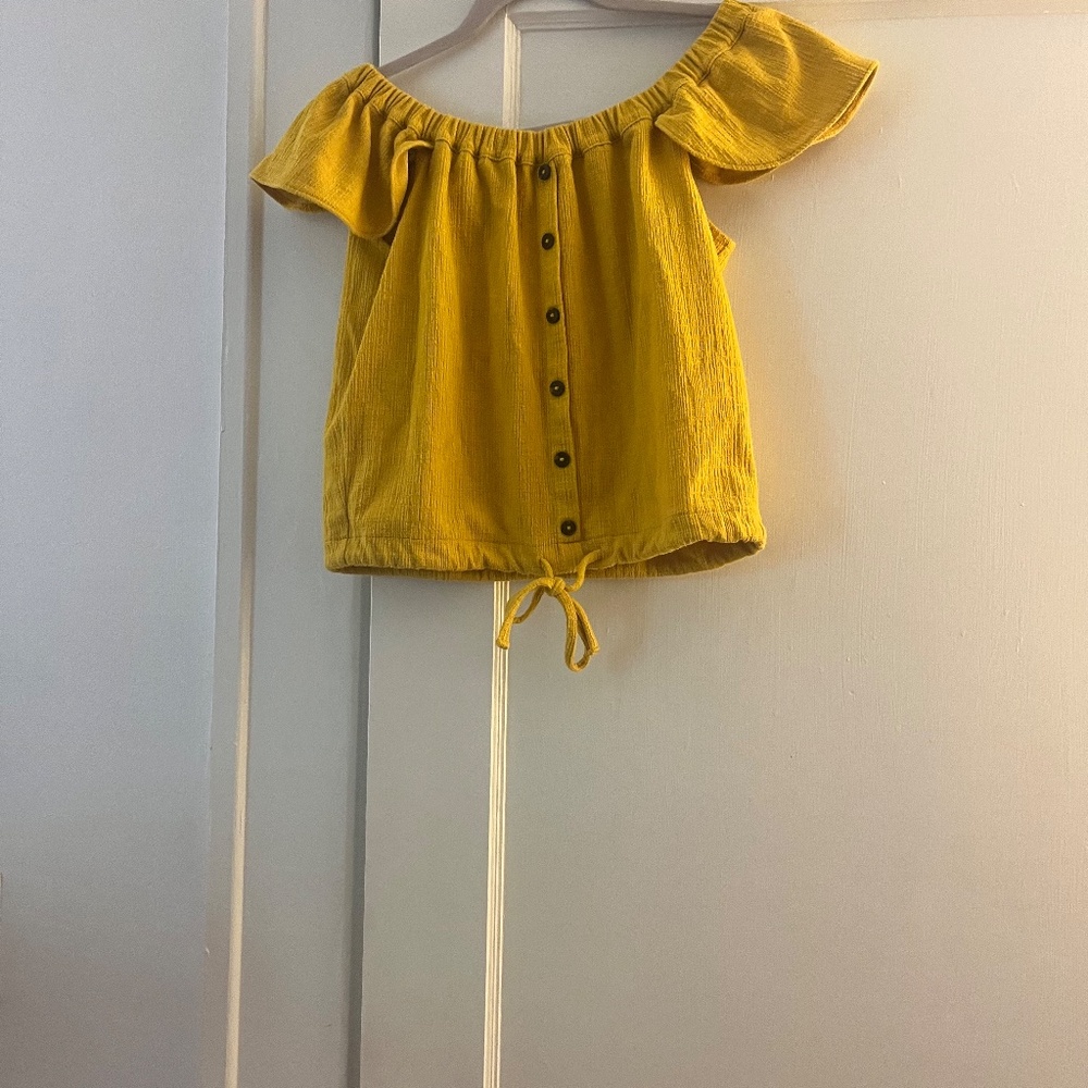 Madewell Yellow Top (Cropped with Waist Tie)